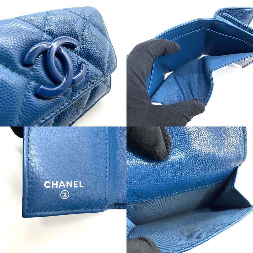 CHANEL Blue Caviar Leather Wallet - Picture 5 of 6